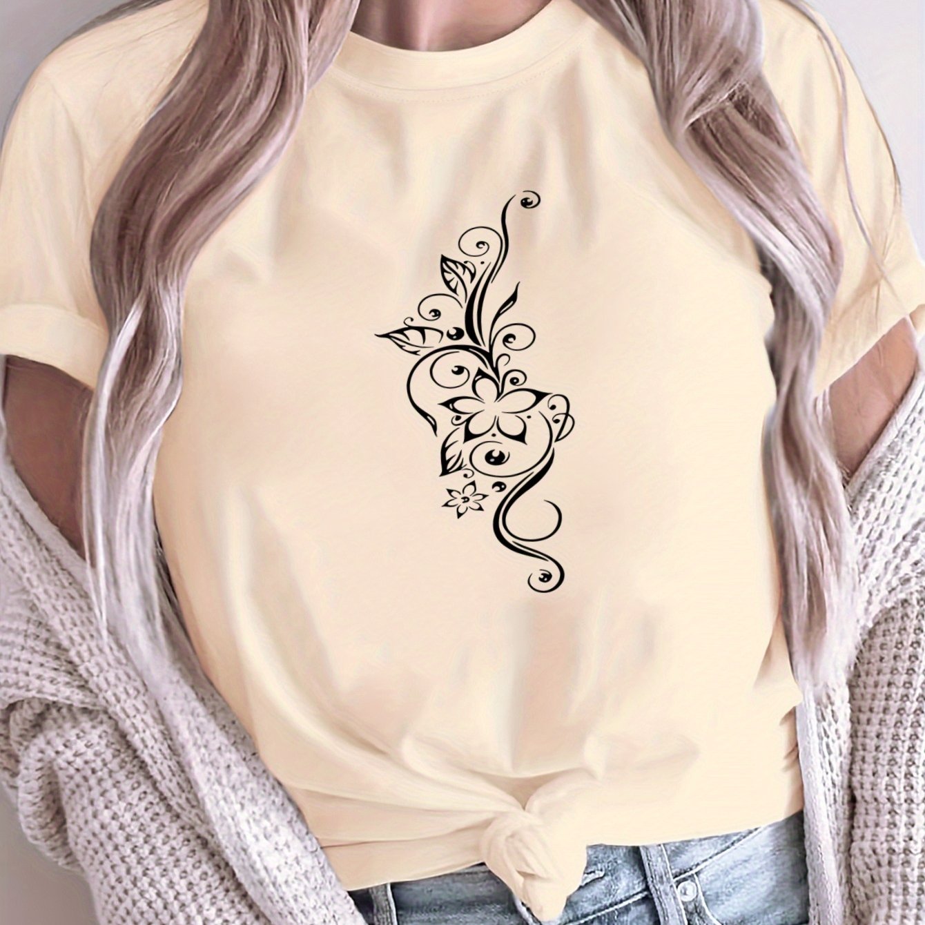 Women's Loose Large Size T-Shirt Spring Summer Casual Short Sleeve Breathable Fabric