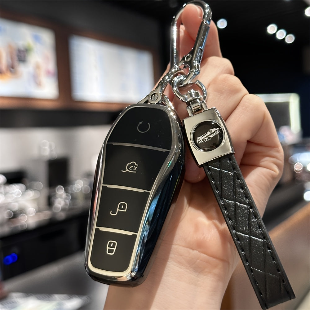Car Key Fob Cover with Keychain for EV Remote Control Protect Shell Accessories