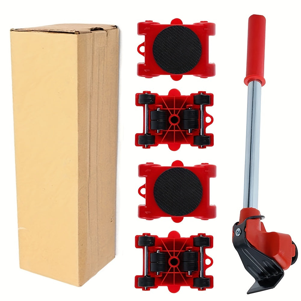 Набор оборудования для перемещения тяжелой мебели с тележкой на 4 колесах и рычагом для тяжелых предметов