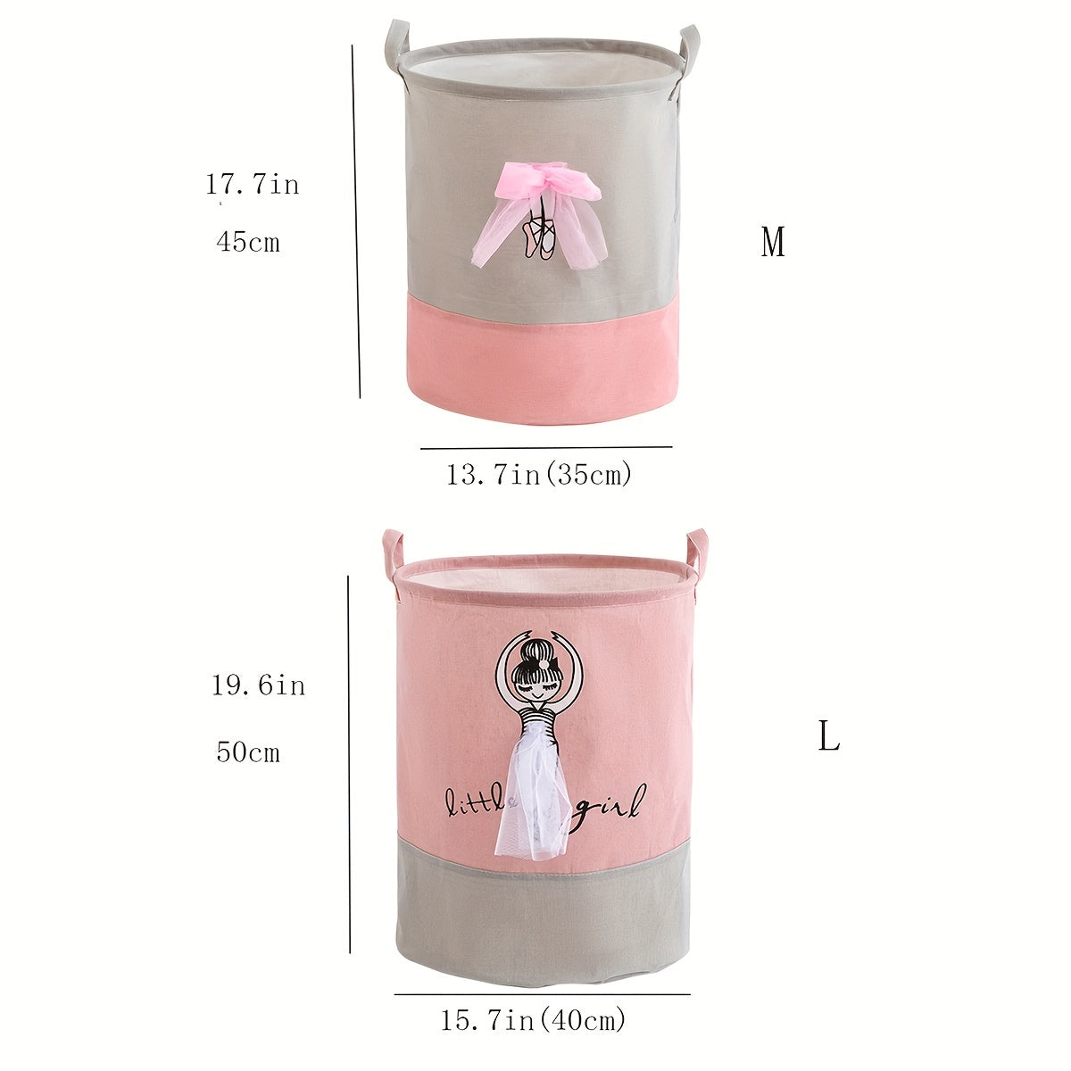 Kids Girls Collapsible Fabric Laundry Hamper with Handles for Toys Clothes and Books