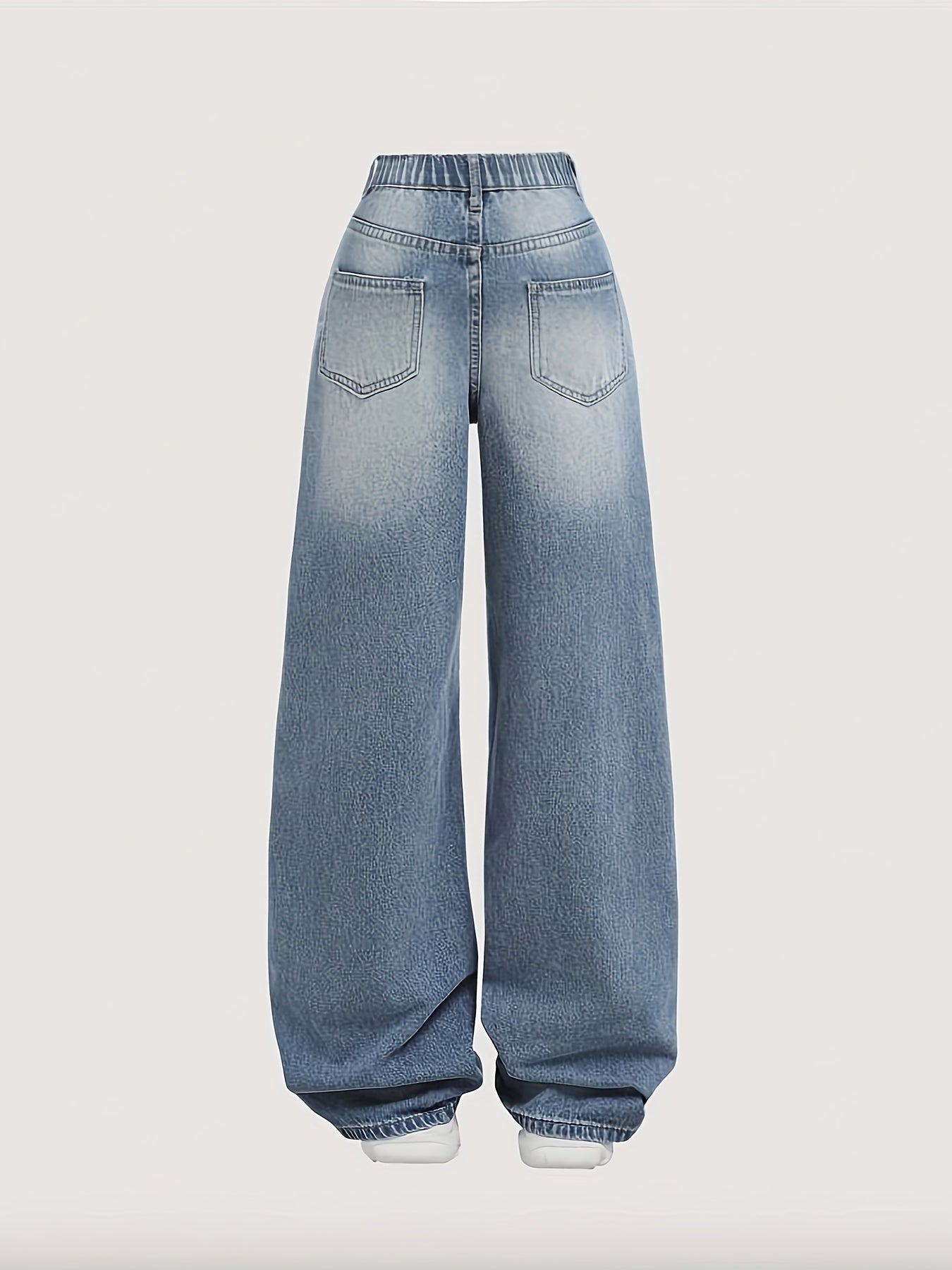 Teen Cotton Blend Denim Jeans with Elastic Waist and Straight Leg