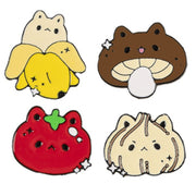 Set of 4 Fruit and Vegetable Brooches Garlic Tomato Pattern Jewelry Accessories for Clothing Bags