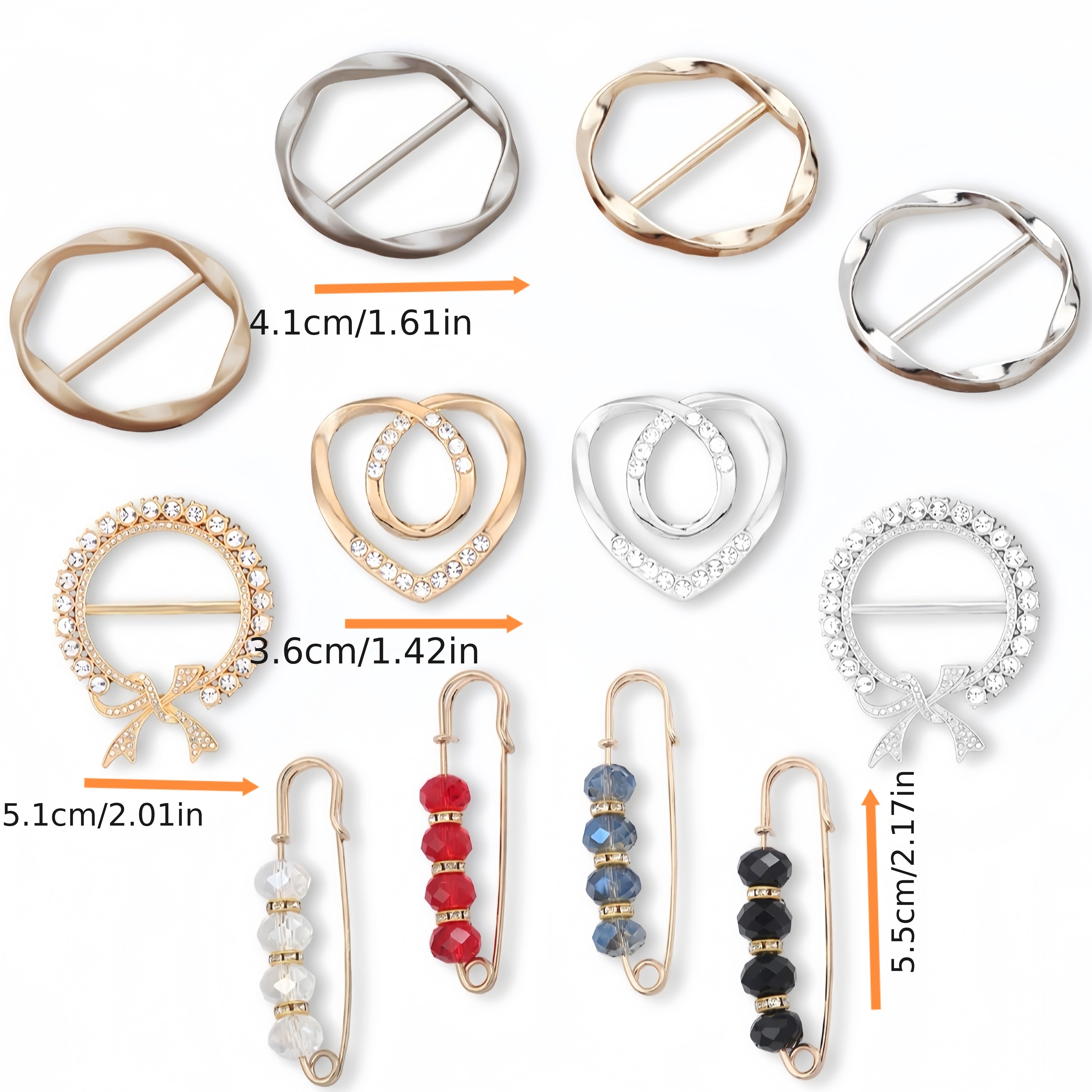 12-шт набор зажимов для шарфов и кристаллических брошей для женщин и девушек, стильные аксессуары для шали, разнообразные металлические зажимы для шарфов, идеальный рождественский подарок, изготовлено из высококачественного сплавного материала