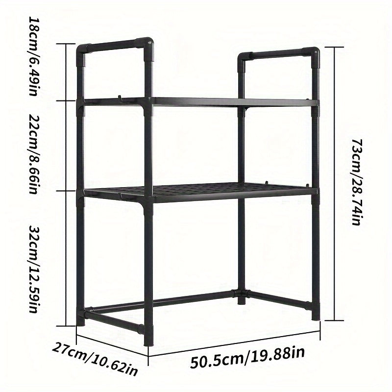 Organizador de cocina multifuncional con asa y ganchos, estantes ajustables
