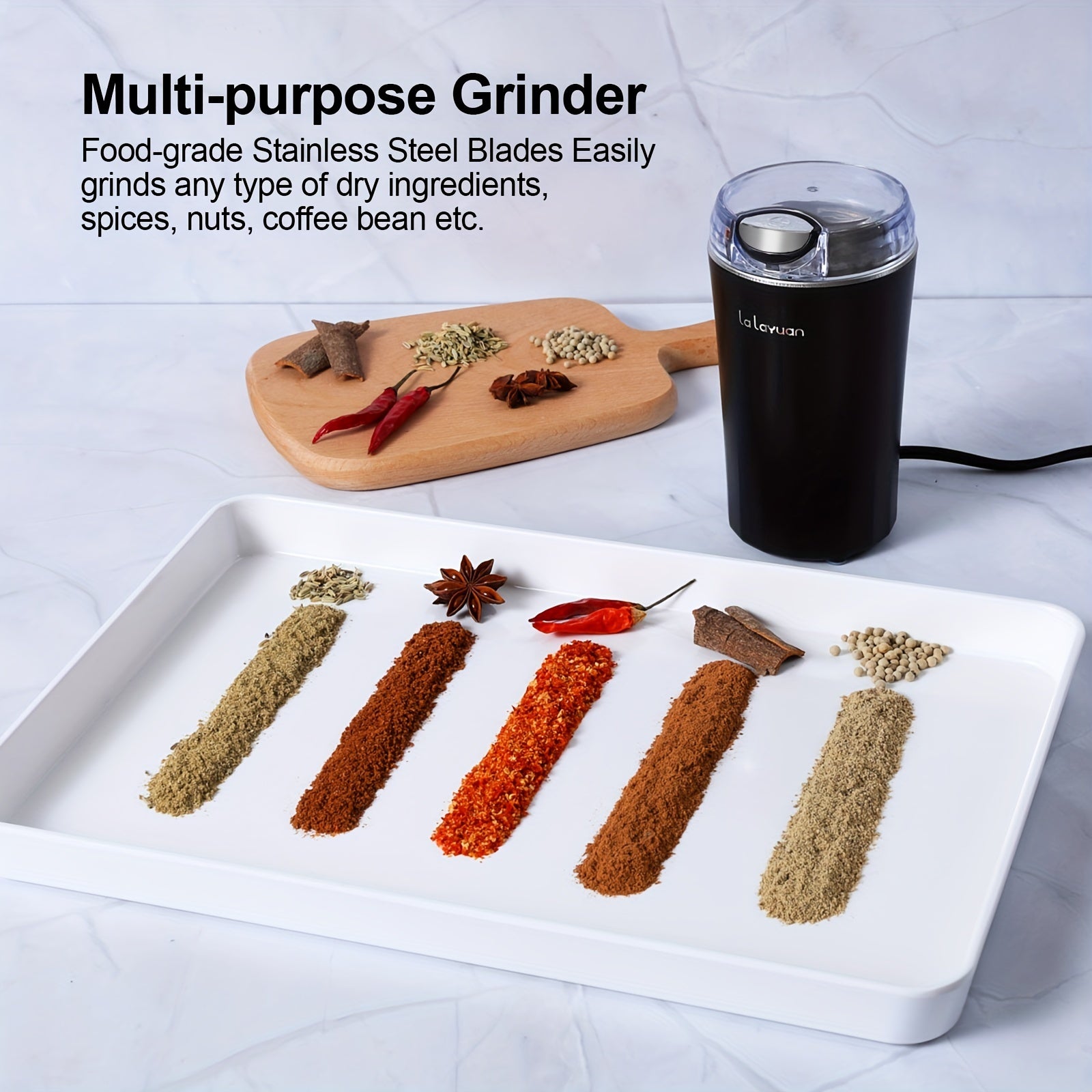 Molino de café eléctrico 200W de acero inoxidable, picadora de especias, nueces, granos y procesador de alimentos