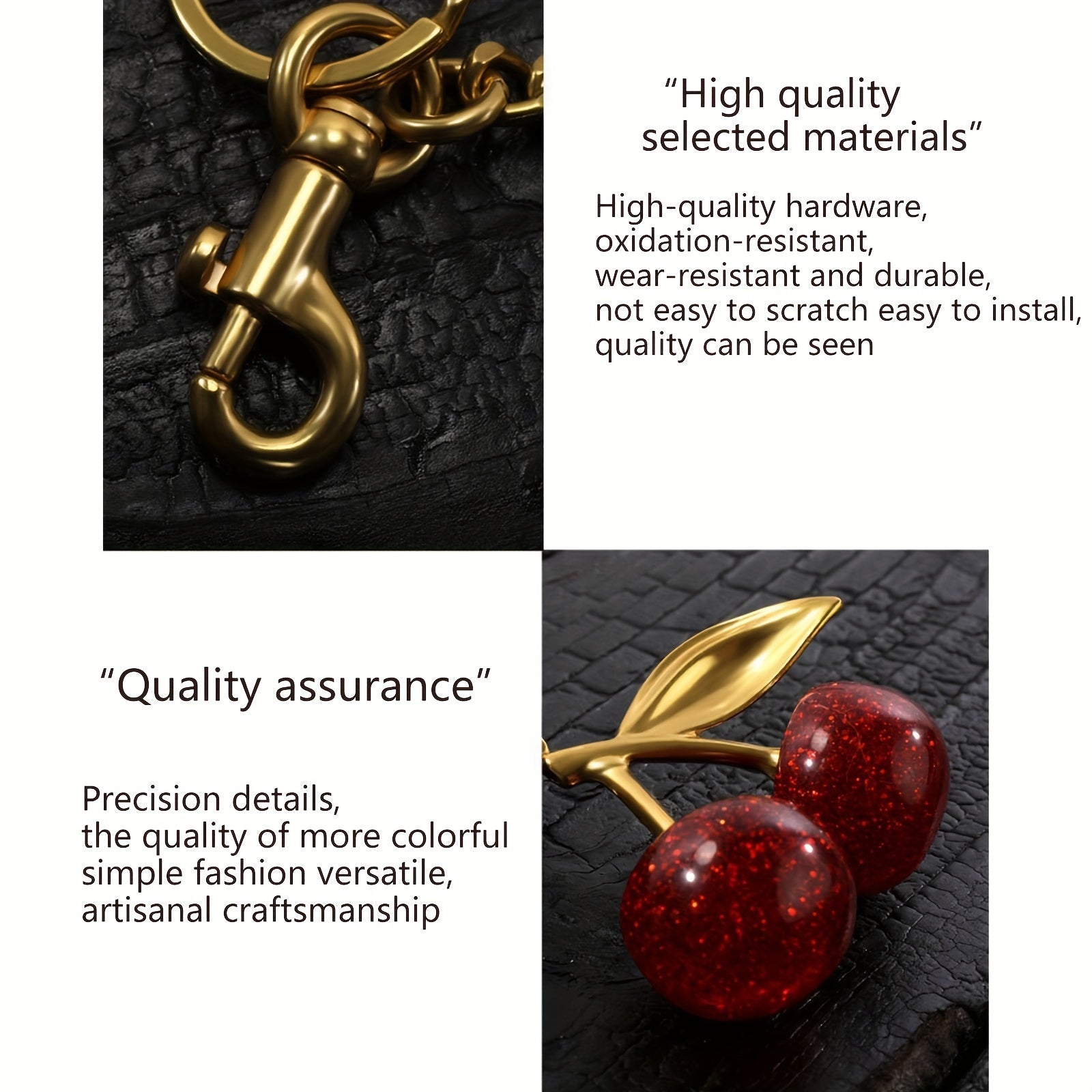 Sparkling Cherry Keychain Charm Resin Metal Women’s Decorative Accessory