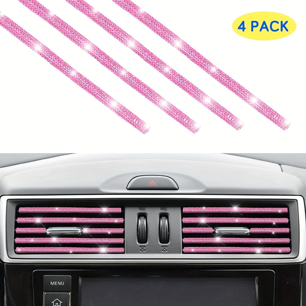 Women Bling Car Air Vent Trim Rhinestone Interior Decoration 4Pcs