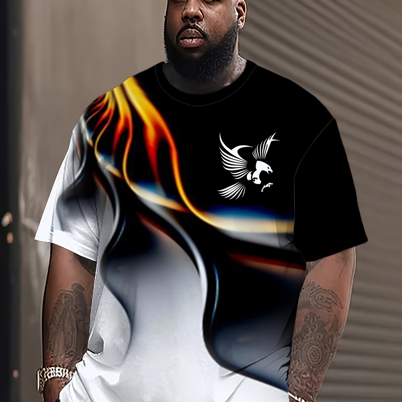 Мужская футболка с коротким рукавом, градиентный 3D-принт, полиэстер спандекс, увеличенный размер, повседневная спортивная