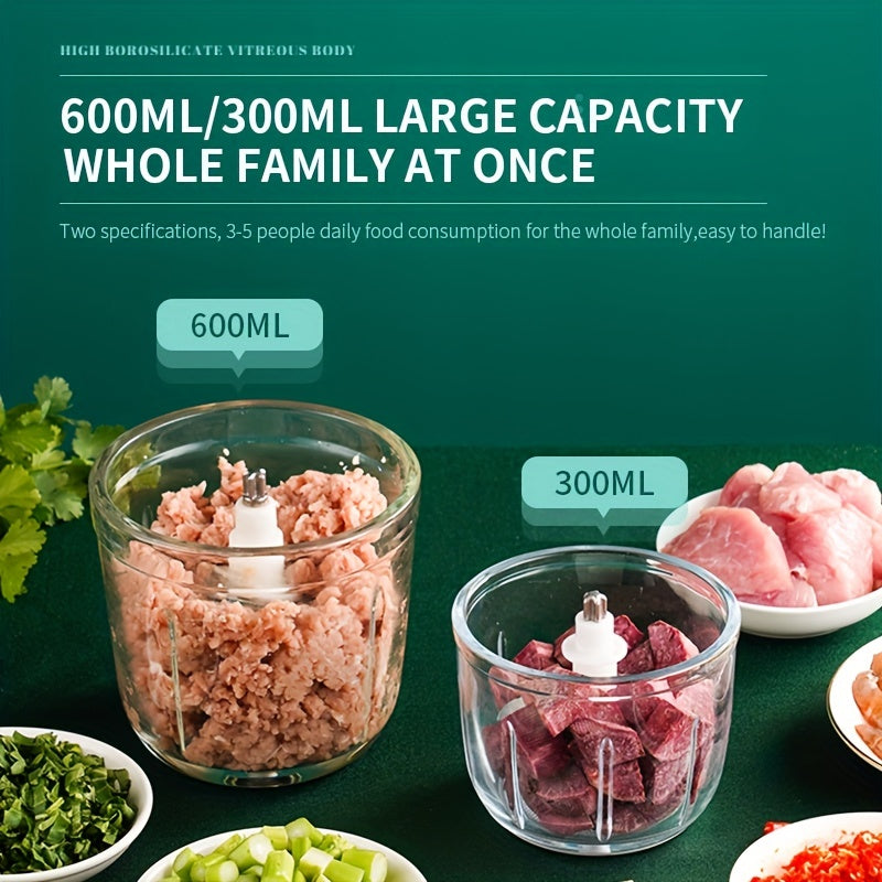 Electric meat grinder 600ml capacity 7.4V for household use