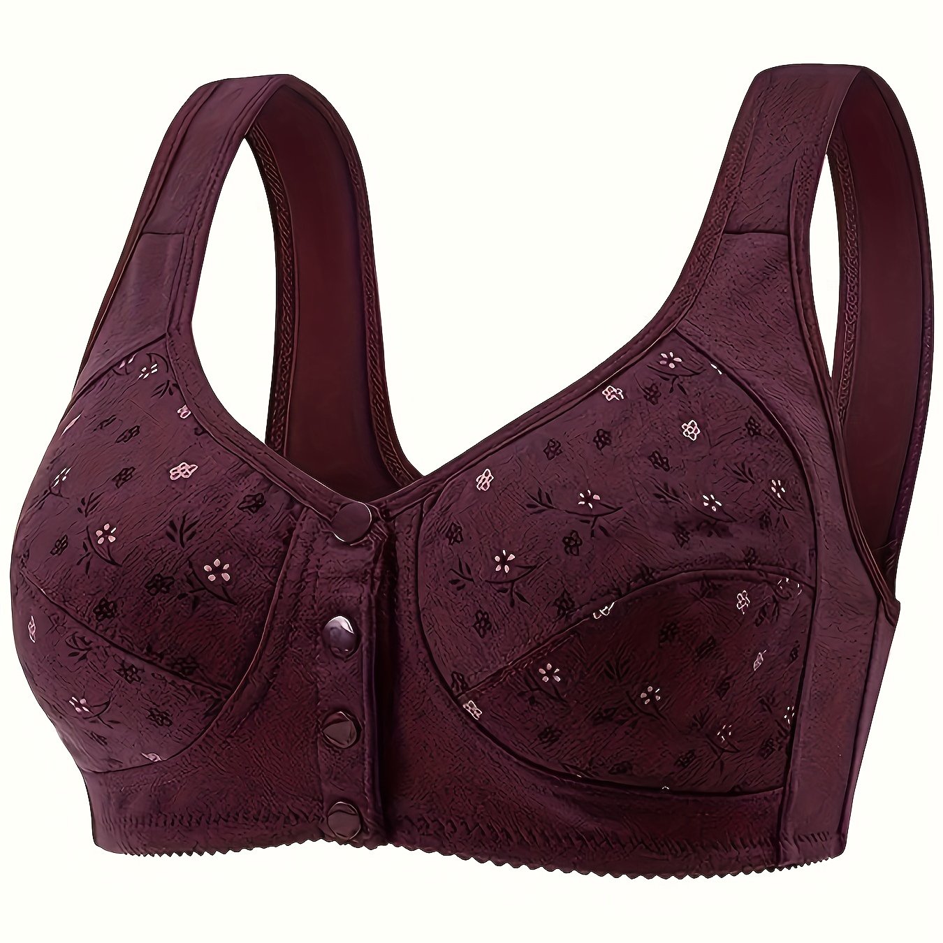 Women's Floral Printed Wireless Bra Breathable Comfortable Lingerie