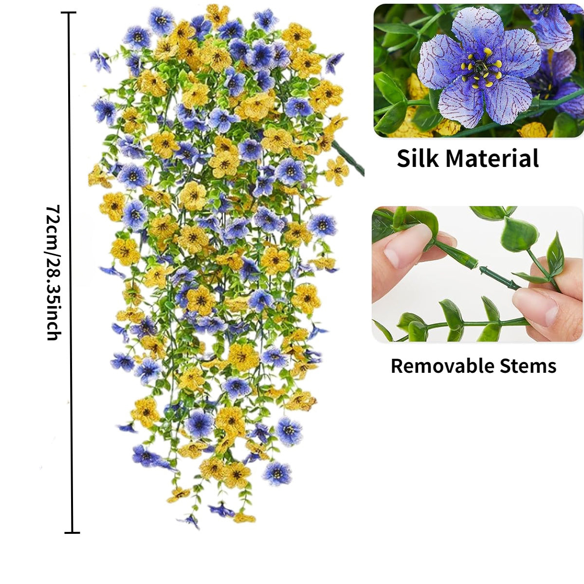 UV Resistant Artificial Daisy Flowers in Blue and Yellow for Outdoor Decor Ideal for Weddings and Celebrations