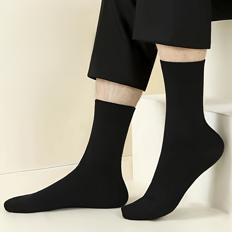 6 Pcs Men's Breathable Cotton Blend Crew Socks Black Sweat-Absorbent Odor-Resistant Comfortable
