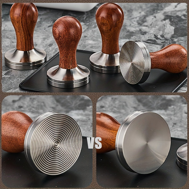 Espresso Tamper Calibrated Stainless Steel Walnut Handle 51/53/58mm