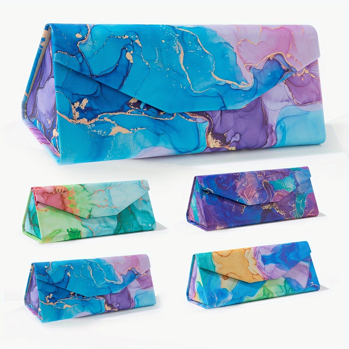 Estuche plegable para gafas de sol con estampado, protector portátil y duradero para gafas