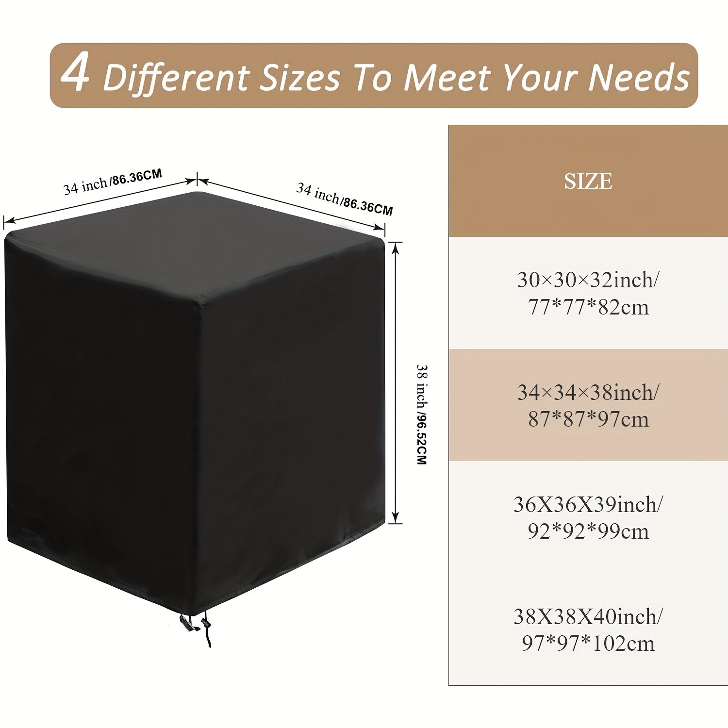 Waterproof Weather-Resistant Cover for Outdoor Air Conditioners 97x97x102cm