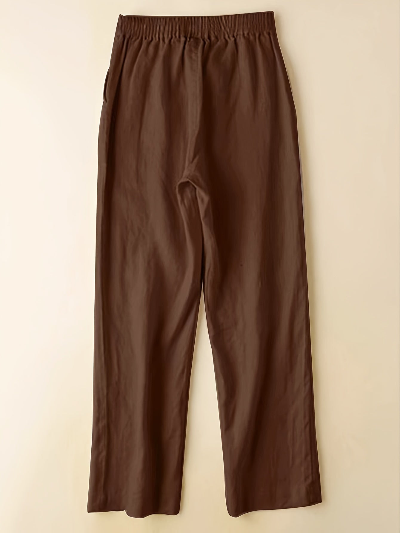 Plus Size Women's Solid Stretch Straight Pants Casual Elastic Waist Summer