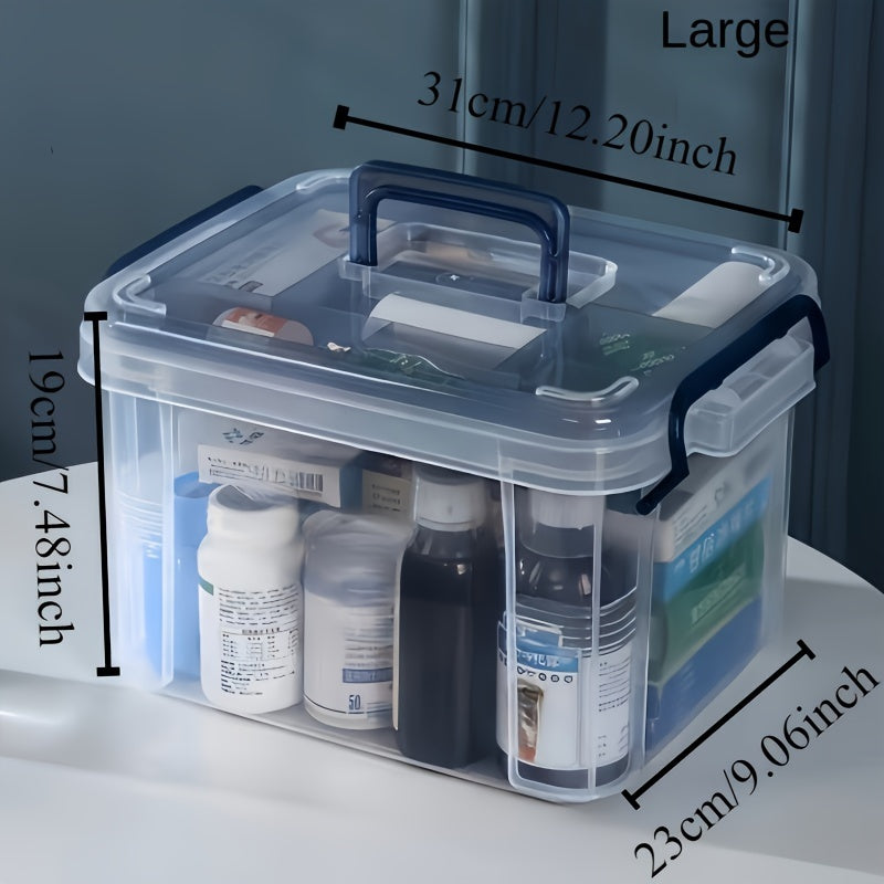 Toza suv o'tkazmaydigan plastmassa saqlash qutisi kvadrat klip bilan yopiladigan qopqoq bilan uy xo'jaligi uchun dorilarni tashkil etish