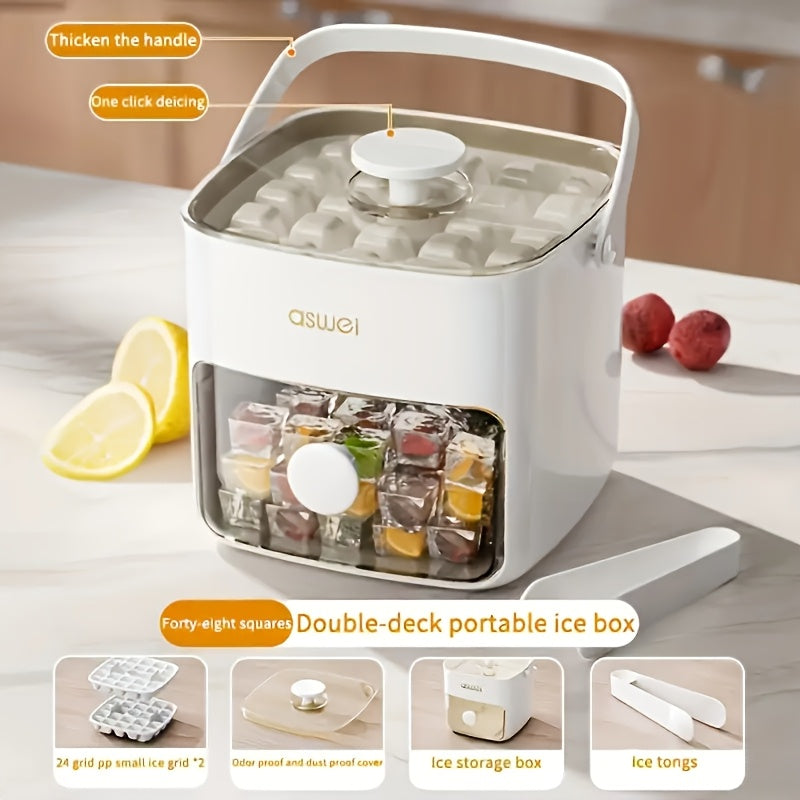 48-Cube Ice Maker Food-Grade Plastic Freezer Ice Tray for Refrigerator