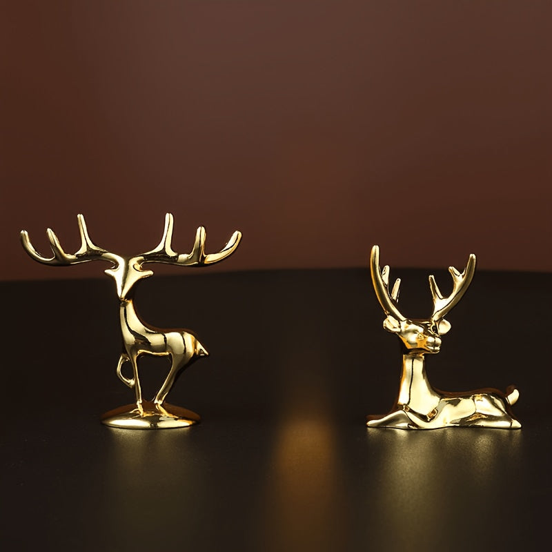 2PCS Golden Fawn Desktop Ornaments Home and Car Decor