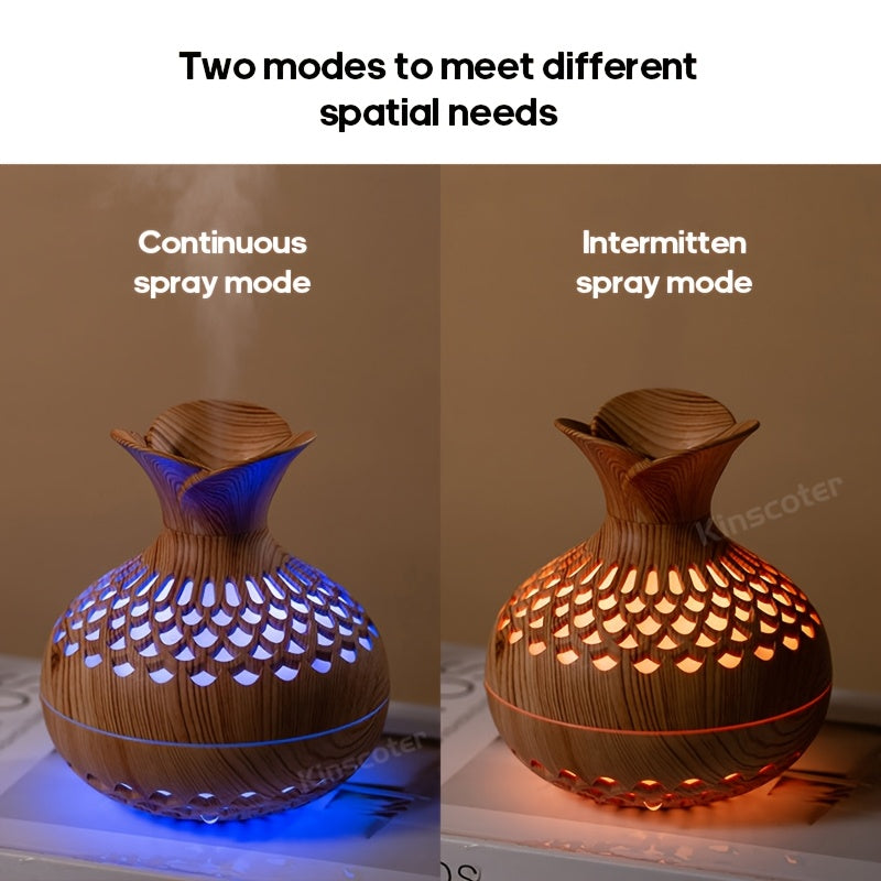 Portable USB Night Light Humidifier Wooden Style Colorful LED Night Light