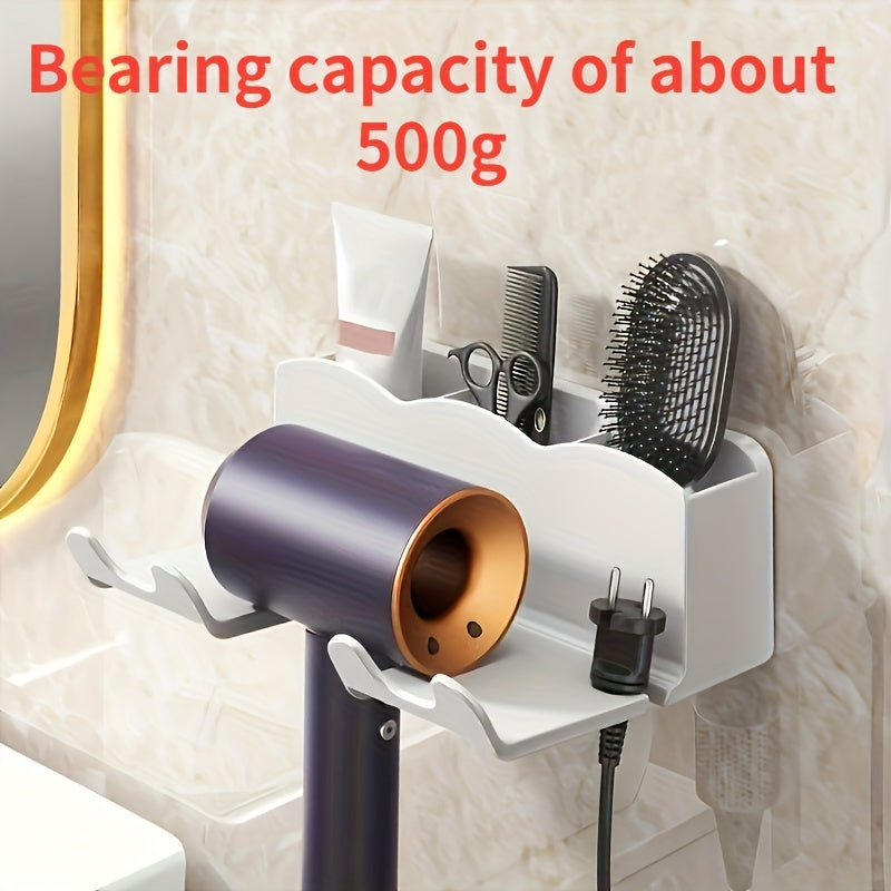 Plastic Wall Mount Hair Dryer Holder for Bathroom Organizer