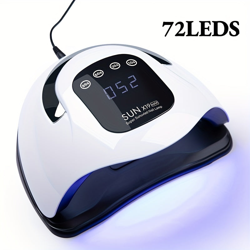 Nail Dryer with 72 LED Beads UV Gel Curing Lamp 4 Timer Settings for Salon Home Use