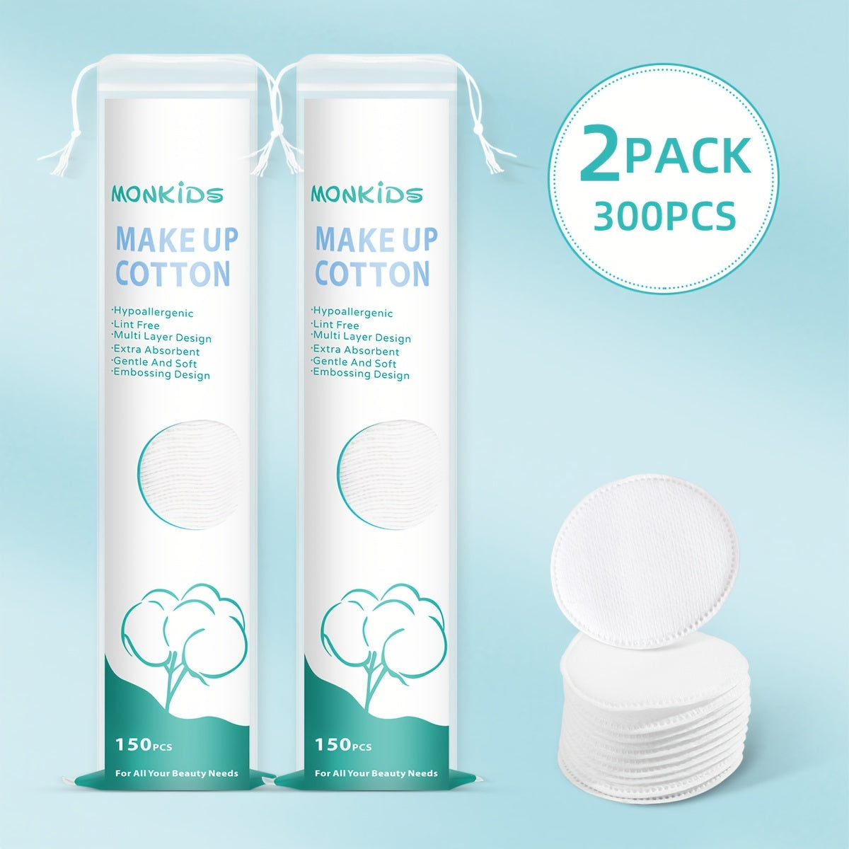 Breathable Double-Sided Makeup Remover Pads 150 300 600 Pcs for Face Cleansing