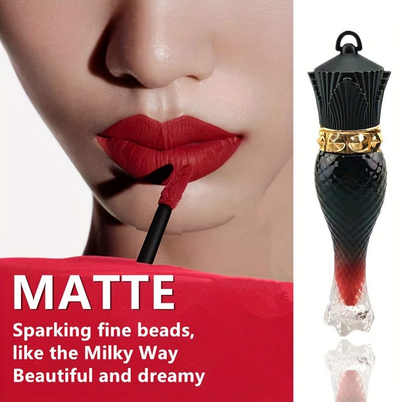 Brillo de labios mate de terciopelo para mujer, tono nude, de larga duración, hidratante, lápiz labial rojo