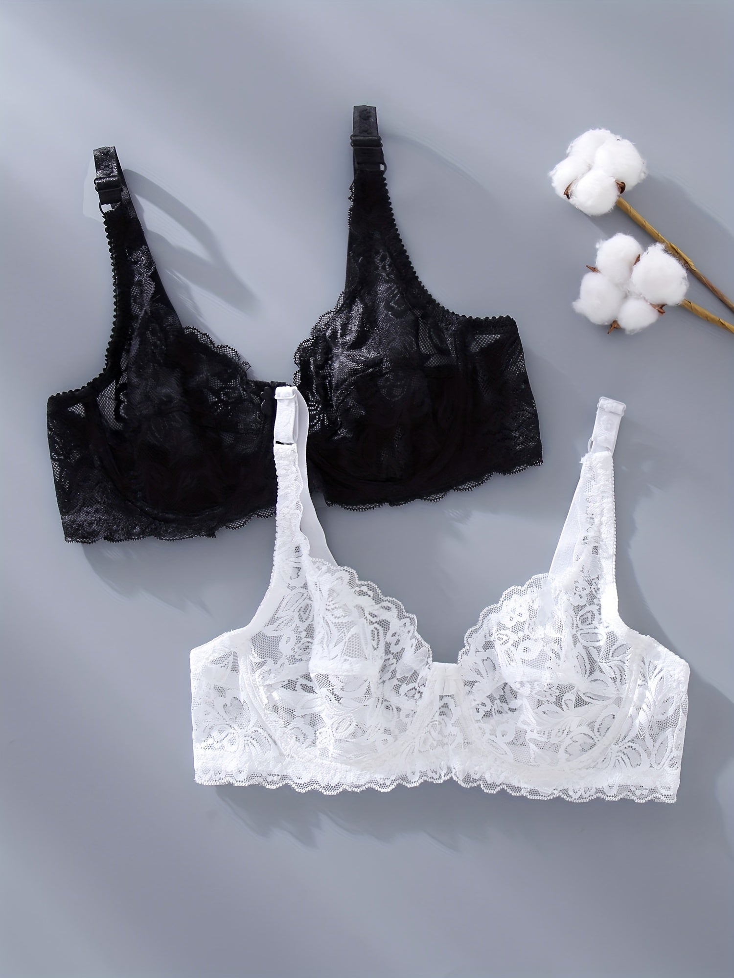 Women's Lace Bras Semi-Sheer Elegant Daily Wear Underwear