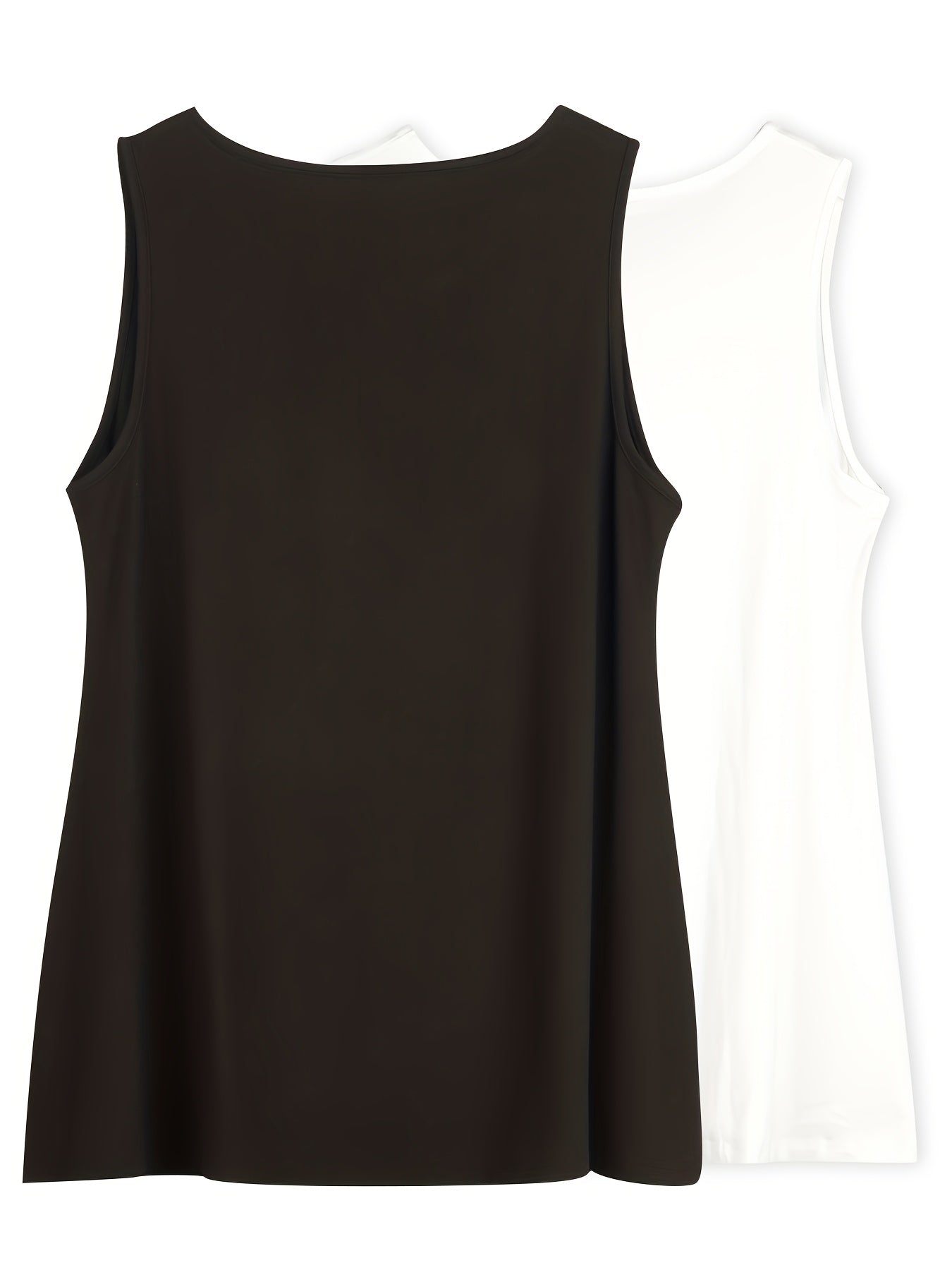 Plus Size Two-Piece Set Sleeveless Tank Top Solid Color Stretchy Casual