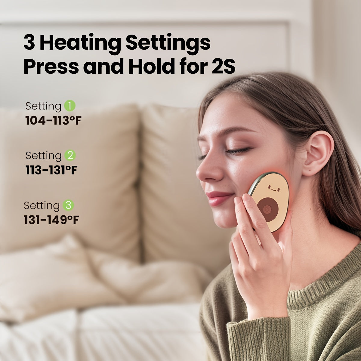 Rechargeable Hand Warmers with Avocado Design Magnetic Detachable USB Powered for Outdoor Camping