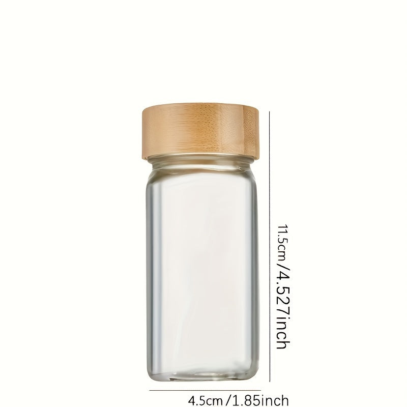 12-Piece Glass Spice Jars Set with Labels, Bamboo Lids, Brush, Funnel, Salt and Pepper Bottles
