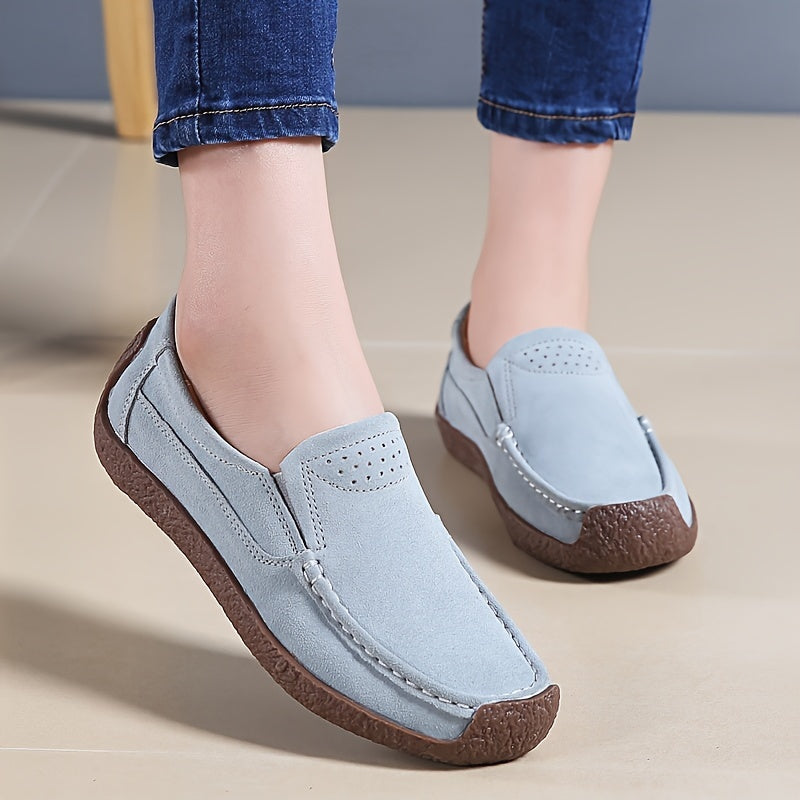 Women's Lightweight Closed-Toe Slip-On Loafers for Summer with T-strap and Man Made Materials