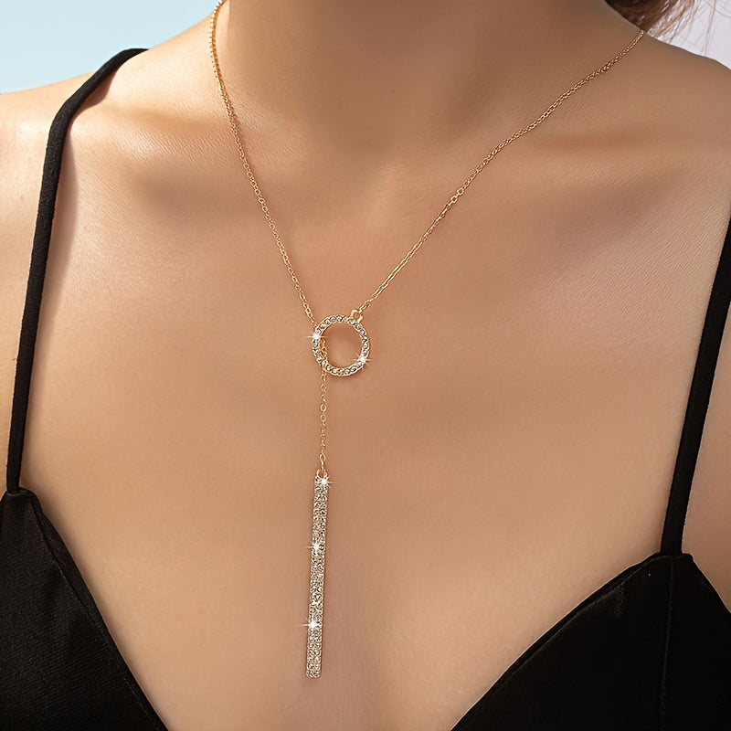 Zarif koreyscha uslubdagi rhinestone tasselli pendant marjon, temir zanjir, kundalik va bayram kiyimlari uchun mos, ayollar uchun barcha mavsumlarga mo'ljallangan zargarlik.