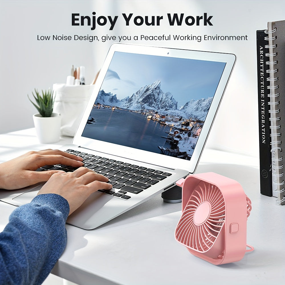 Mini USB Desk Fan Portable Quiet Table Fan with High Airflow for Bedroom RV Ventilation