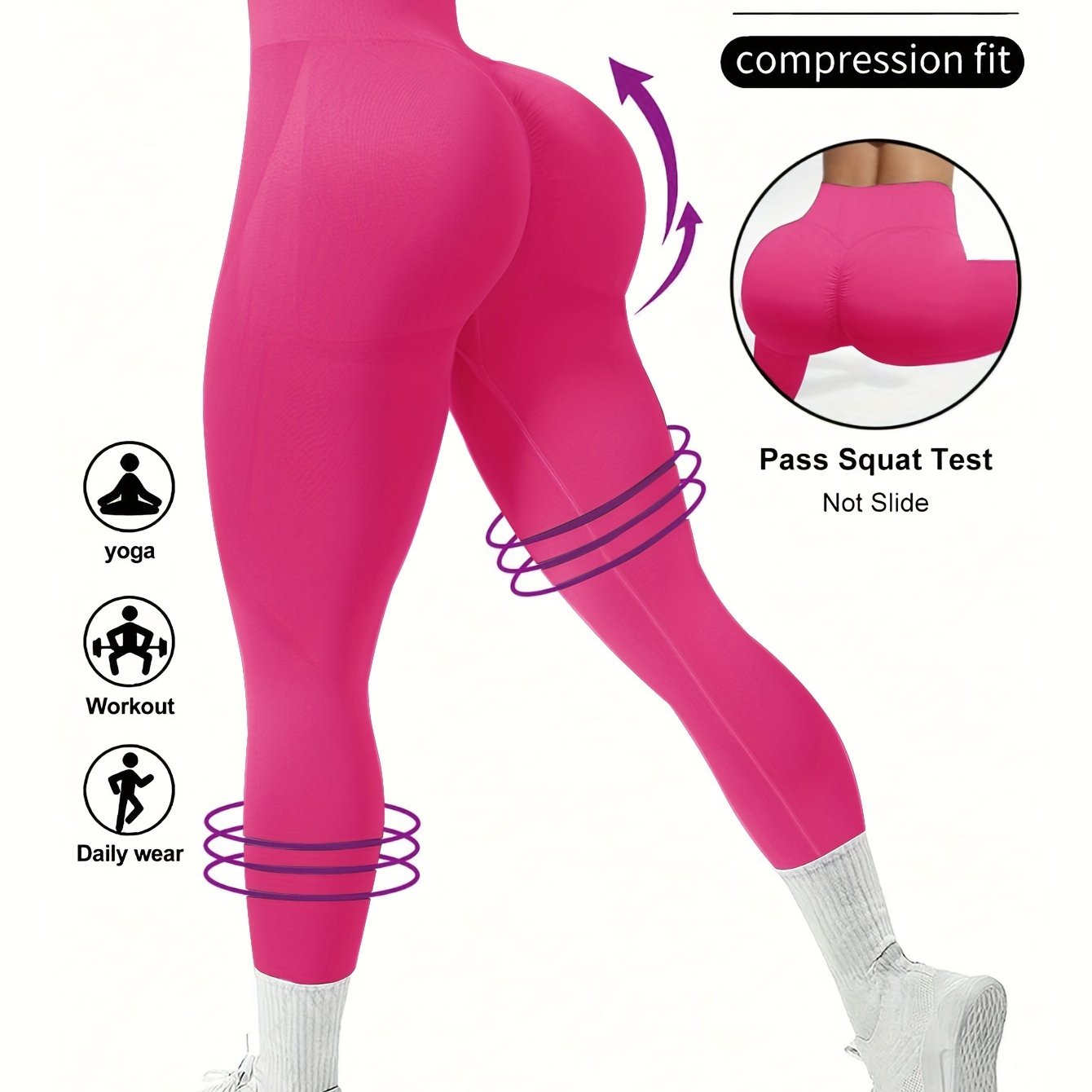 Women's High Waist Seamless Solid Color Yoga Leggings for Fitness and Workout