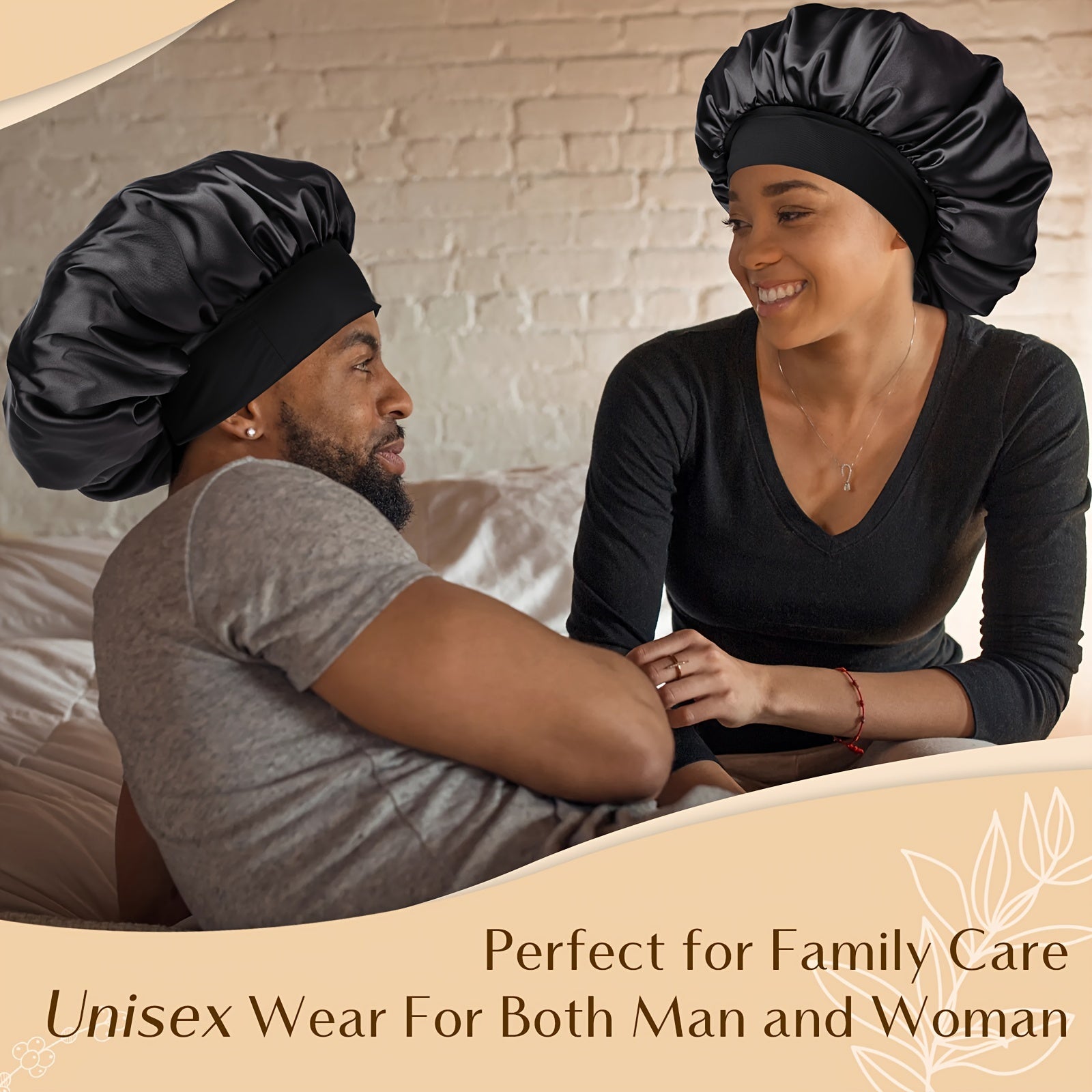 Adult Satin Sleep Bonnet Cap With Wide Elastic Band for All Hair Types