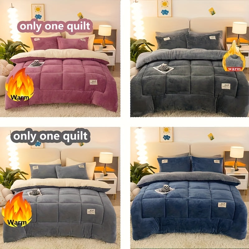 All-Season Thick Quilted Fleece Blanket Microfiber Plush Breathable Solid Color