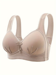 Women's Wireless Full Coverage Push-Up Bra with Decorative Bow Nylon Blend