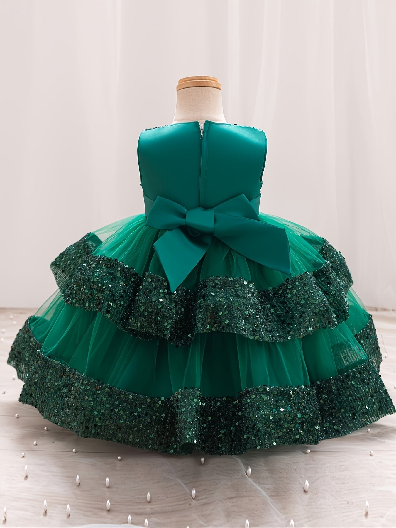 Girls Summer Formal Sequin Princess Skirt Dress for One-Year-Old Baby