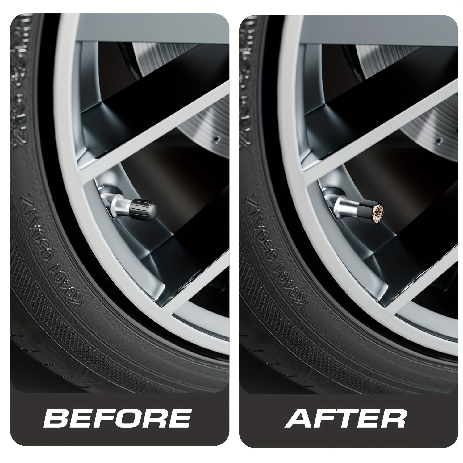 Set of 4 Copper Tire Valve Stem Caps Leopard Print Universal Fit for Cars Trucks Bikes