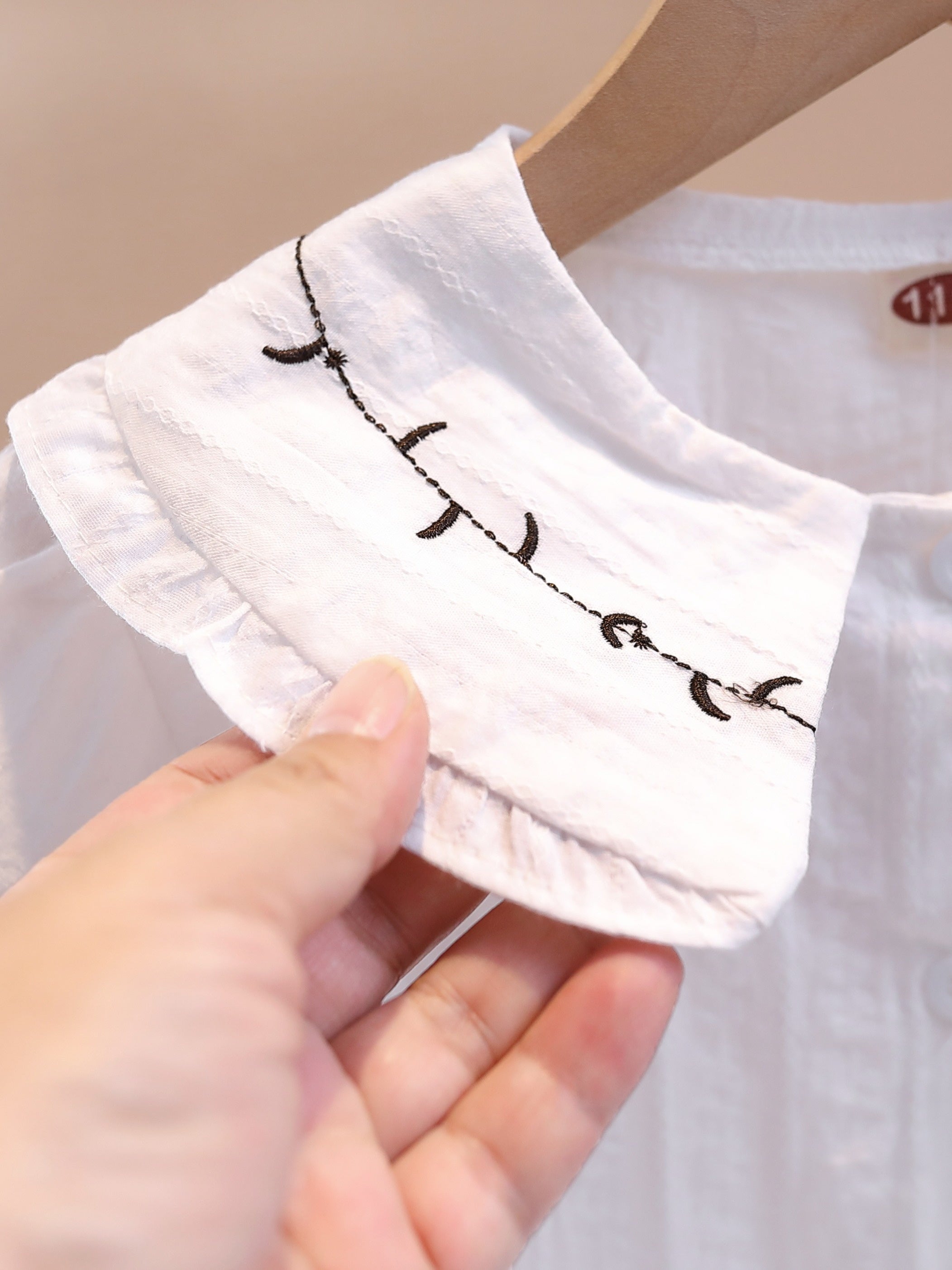 Девочковая цветочная рубашка с рюшей из хлопкового смесового материала для весны и осени