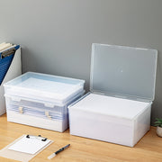 A4 Paper Storage Box Waterproof Plastic Flip Top Office Dorm Home Organization