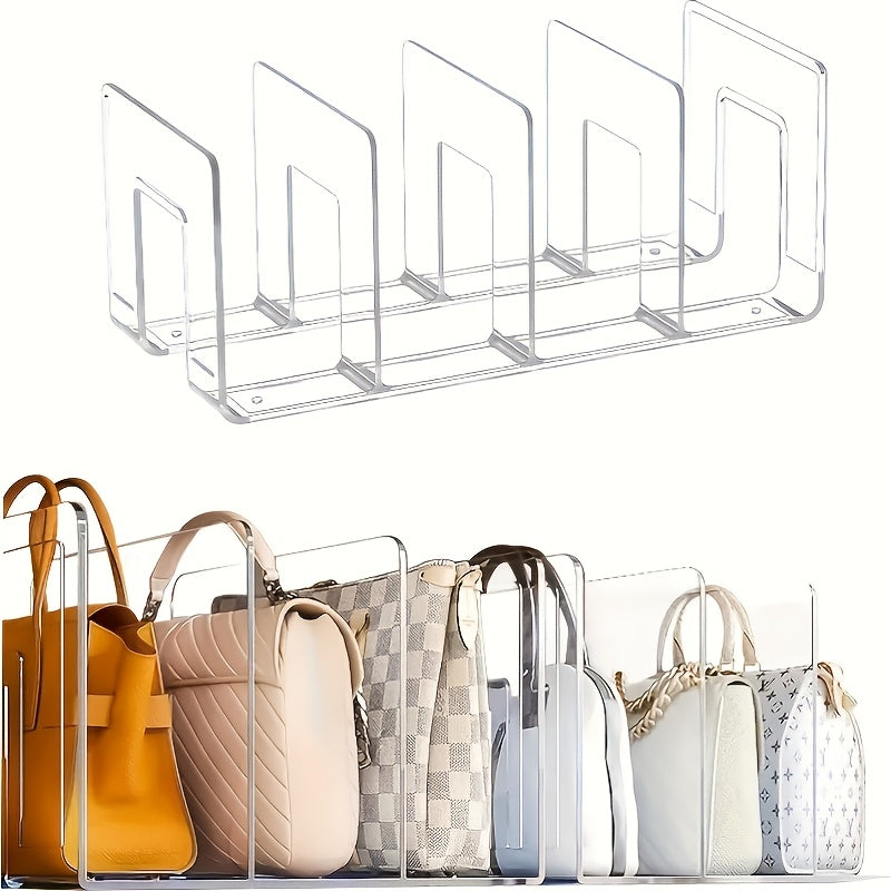 Acrylic Handbag Organizer with 4 Dividers for Closet Purse Storage
