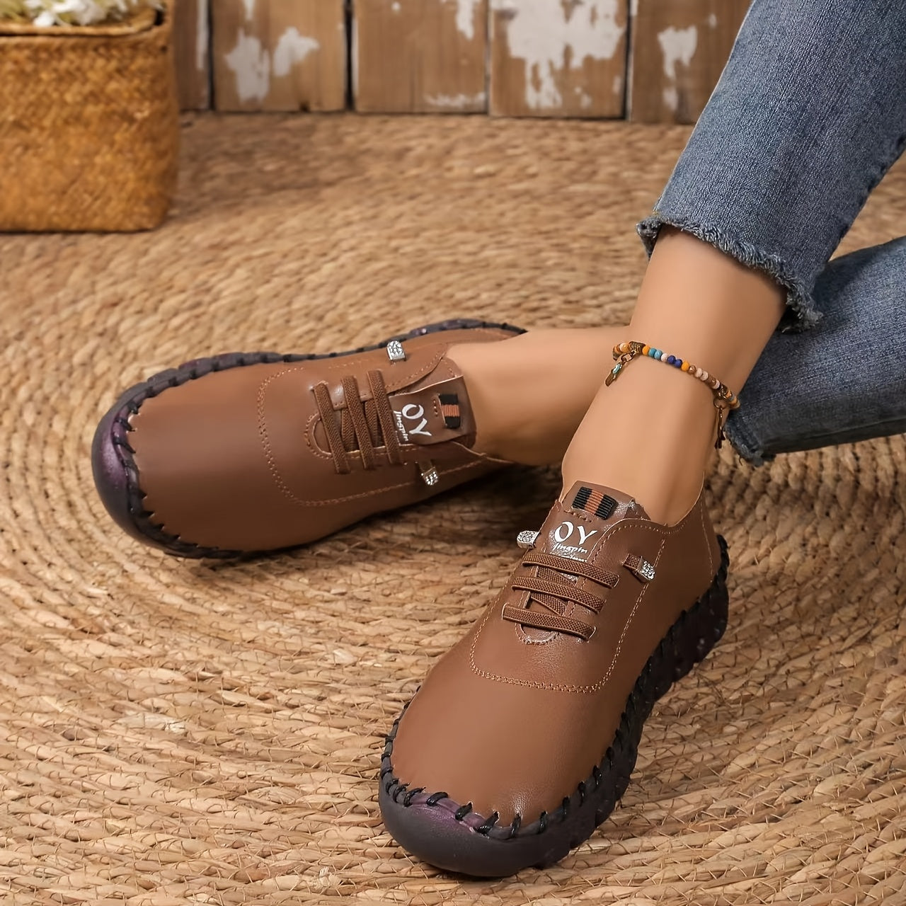Women's Lace-Up Sneakers Breathable Soft Sole Casual Shoes Multi-Color