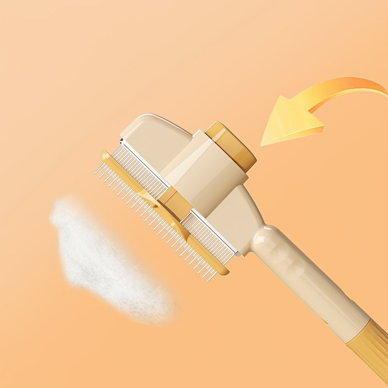 Self-Cleaning Stainless Steel Cat Grooming Comb for Detangling and Fur Removal