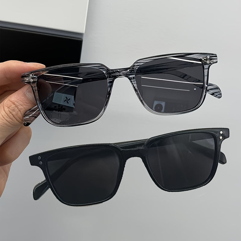 Erkaklar va ayollar uchun 2 juft vintage Koreya uslubidagi kvadrat ramkali ko'zoynaklar, anti-reflektiv PC linzalari bilan.