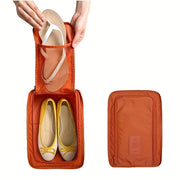 Orange Shoe Storage Bag with Mesh Front Pocket Zipper Lightweight Organizer for Neat Shoe Storage