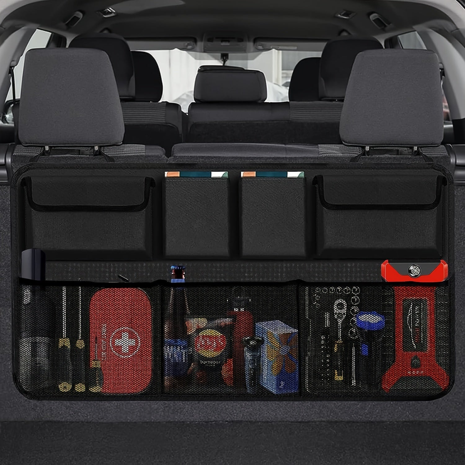 Organizador trasero para asiento de coche, plegable, de tela Oxford, malla, almacenamiento, organizador para vehículo