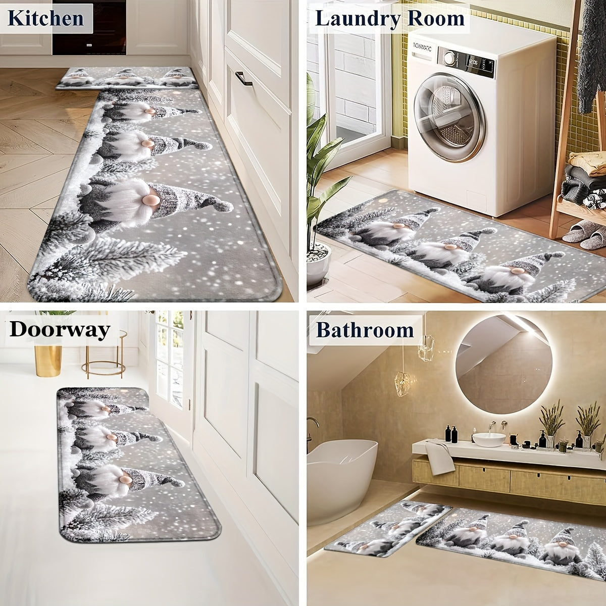 Rojdestvo Gnome eshigi mato, sirtdosh bo'lmagan, ichki va tashqi foydalanish uchun, mashinada yuviladigan polyester